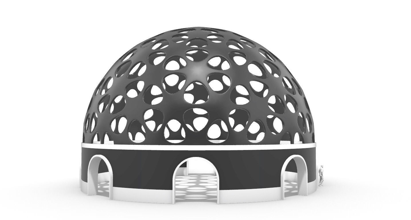 Geodesic Dome Pavilion Architectural structure with Entry 3D model_23