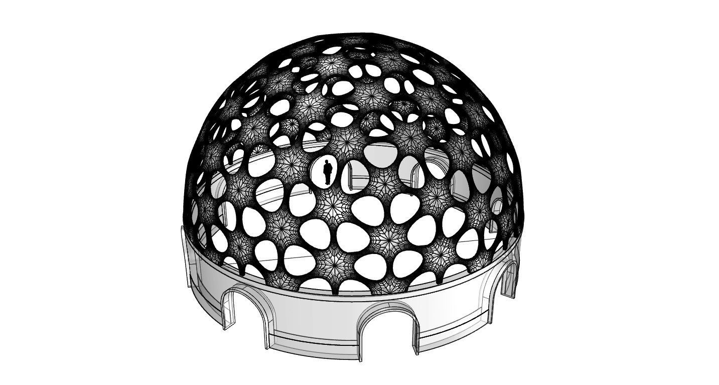 Geodesic Dome Pavilion Architectural structure with Entry 3D model_103