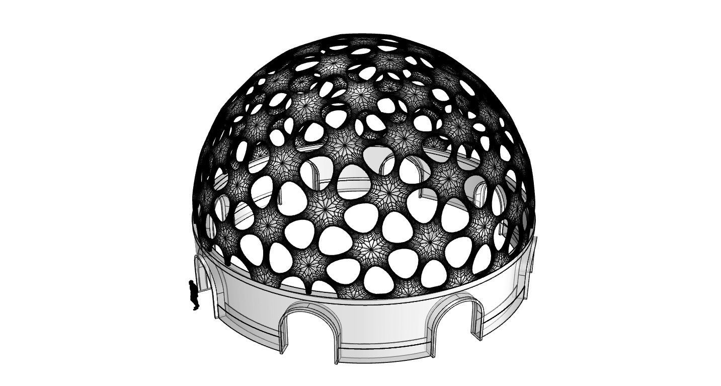 Geodesic Dome Pavilion Architectural structure with Entry 3D model_94