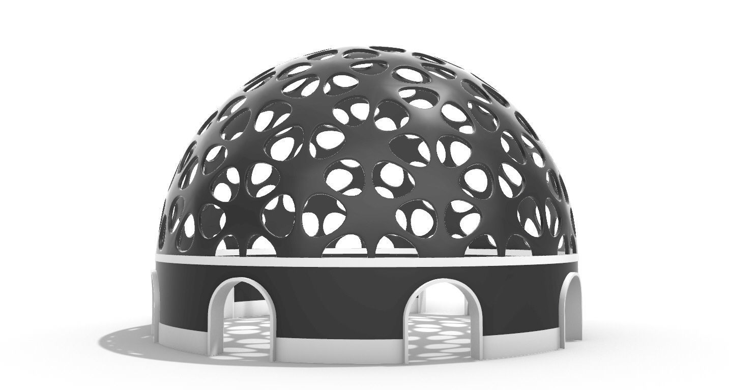 Geodesic Dome Pavilion Architectural structure with Entry 3D model_14