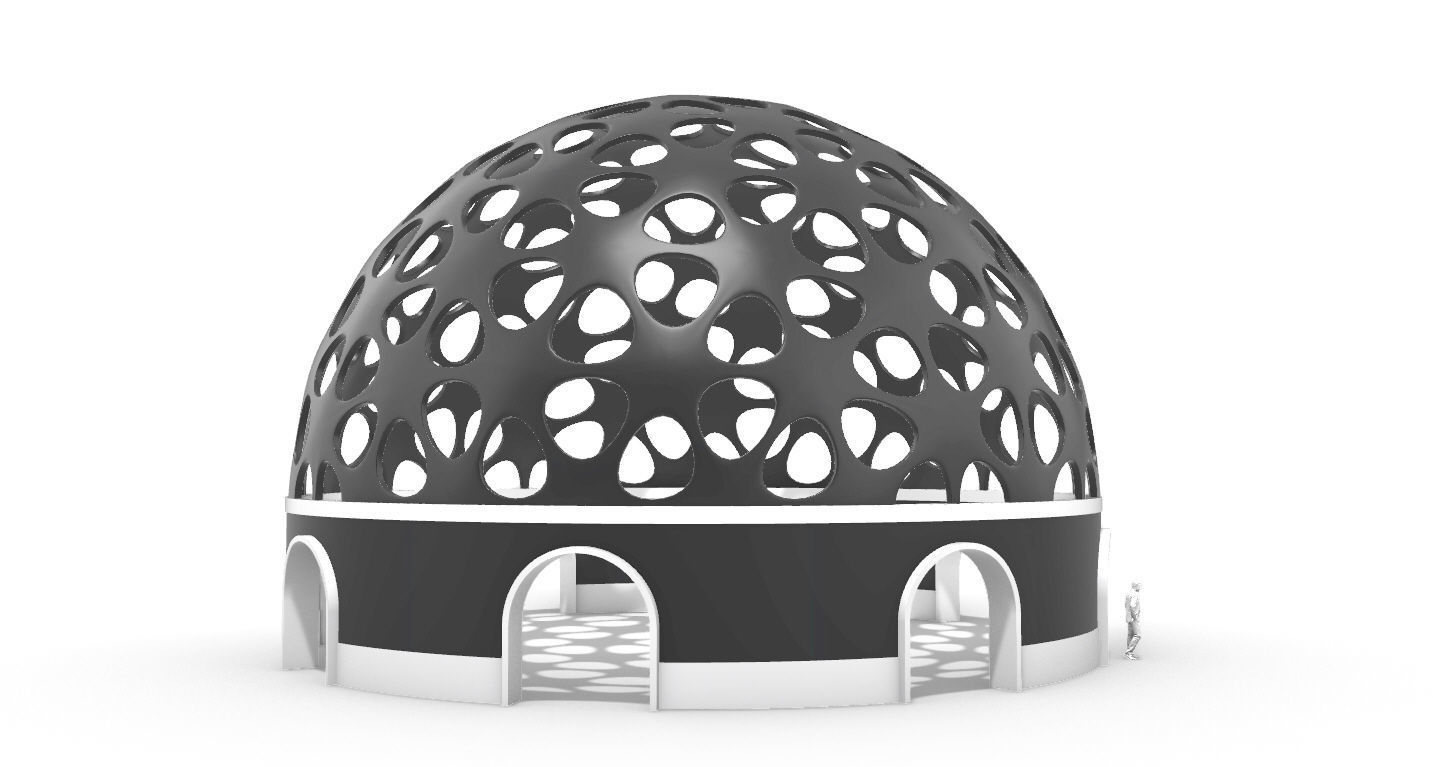 Geodesic Dome Pavilion Architectural structure with Entry 3D model_25