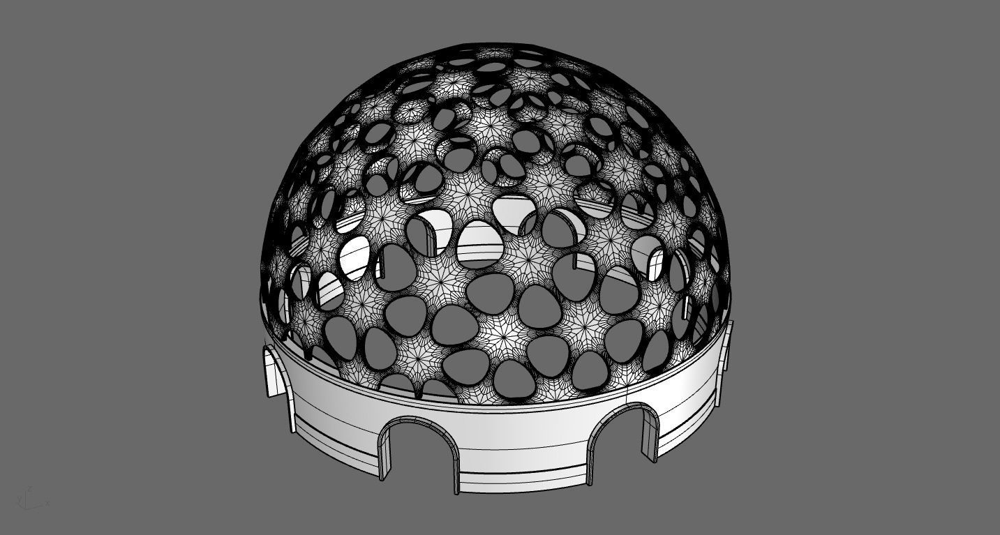 Geodesic Dome Pavilion Architectural structure with Entry 3D model_79