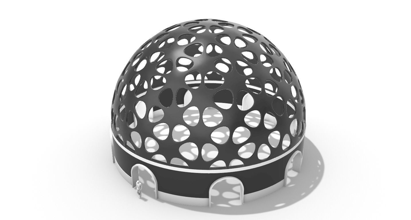 Geodesic Dome Pavilion Architectural structure with Entry 3D model_39