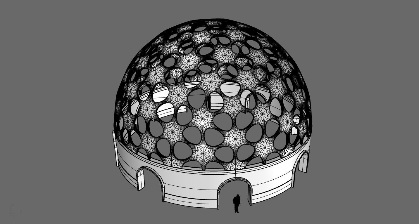 Geodesic Dome Pavilion Architectural structure with Entry 3D model_88