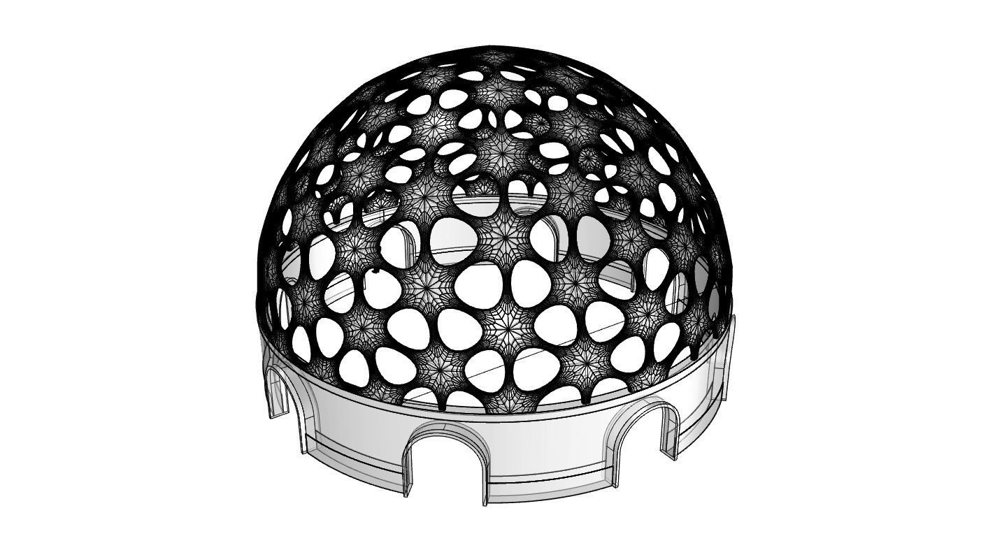 Geodesic Dome Pavilion Architectural structure with Entry 3D model_102