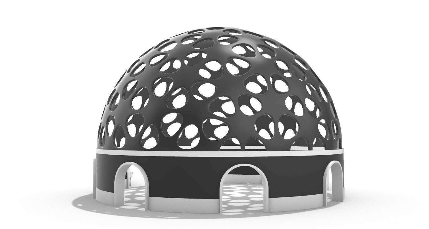 Geodesic Dome Pavilion Architectural structure with Entry 3D model_10