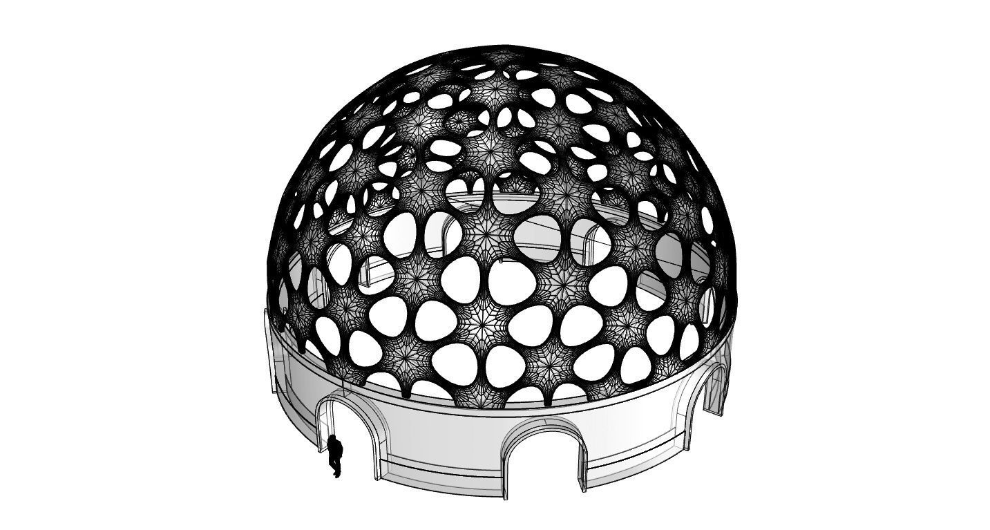 Geodesic Dome Pavilion Architectural structure with Entry 3D model_92