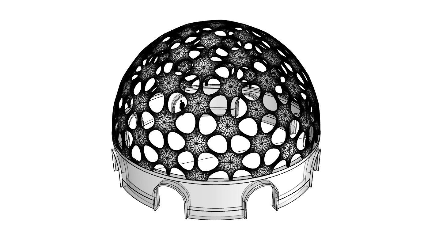 Geodesic Dome Pavilion Architectural structure with Entry 3D model_101