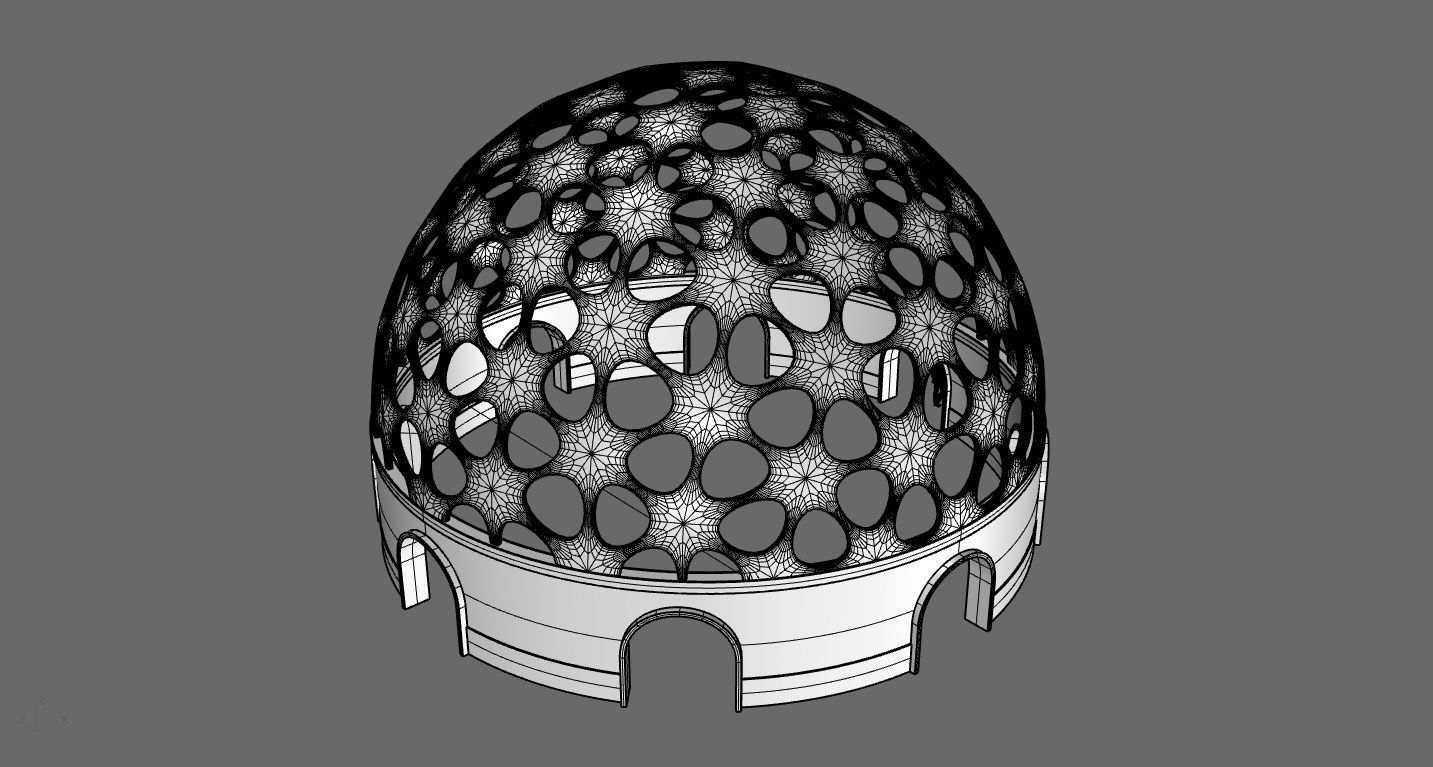 Geodesic Dome Pavilion Architectural structure with Entry 3D model_77
