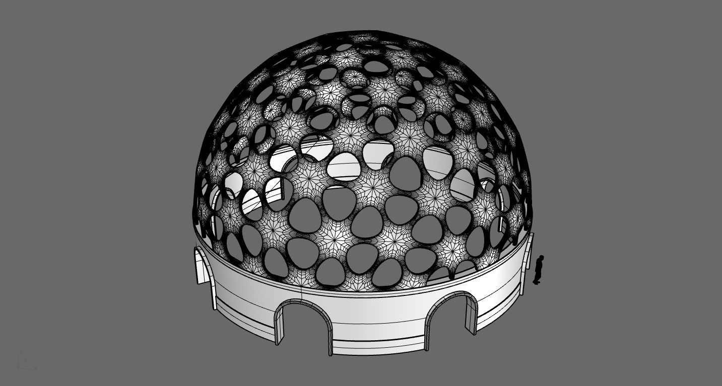 Geodesic Dome Pavilion Architectural structure with Entry 3D model_84