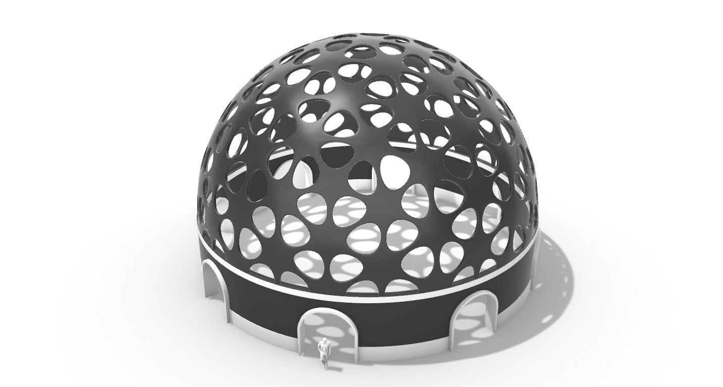 Geodesic Dome Pavilion Architectural structure with Entry 3D model_31