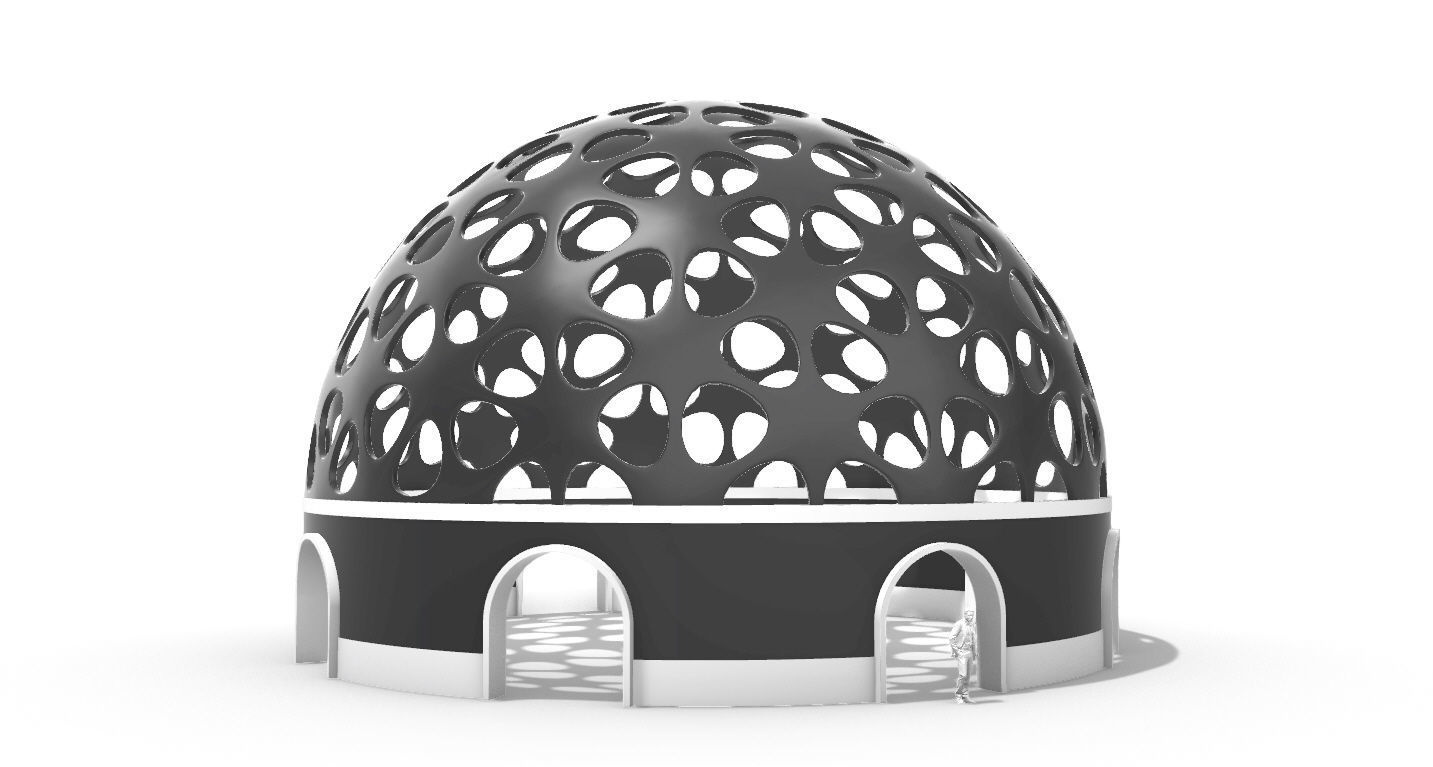 Geodesic Dome Pavilion Architectural structure with Entry 3D model_28