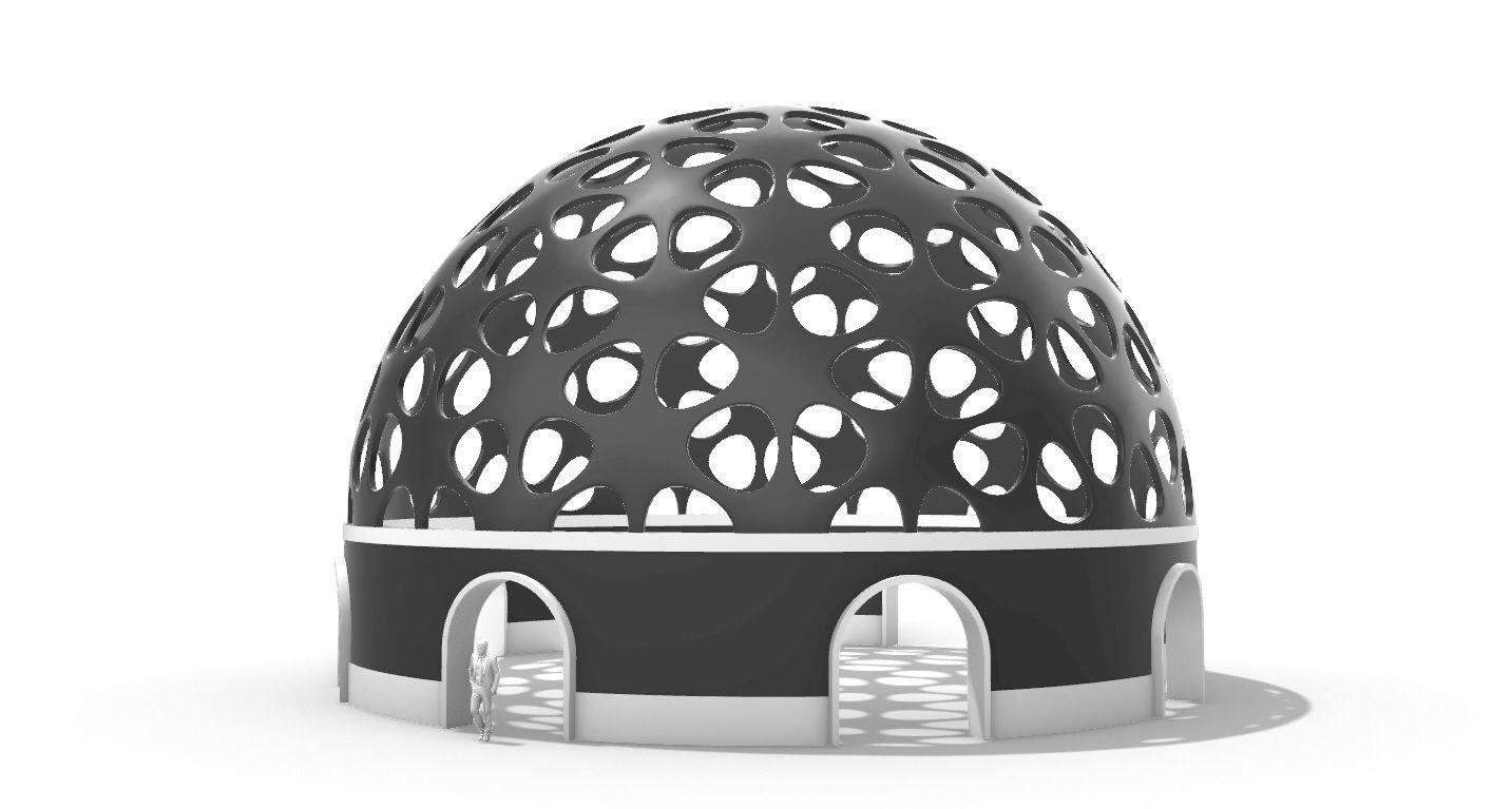 Geodesic Dome Pavilion Architectural structure with Entry 3D model_6
