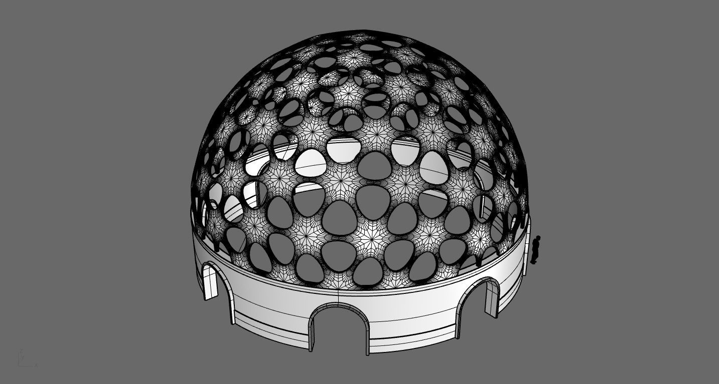 Geodesic Dome Pavilion Architectural structure with Entry 3D model_82
