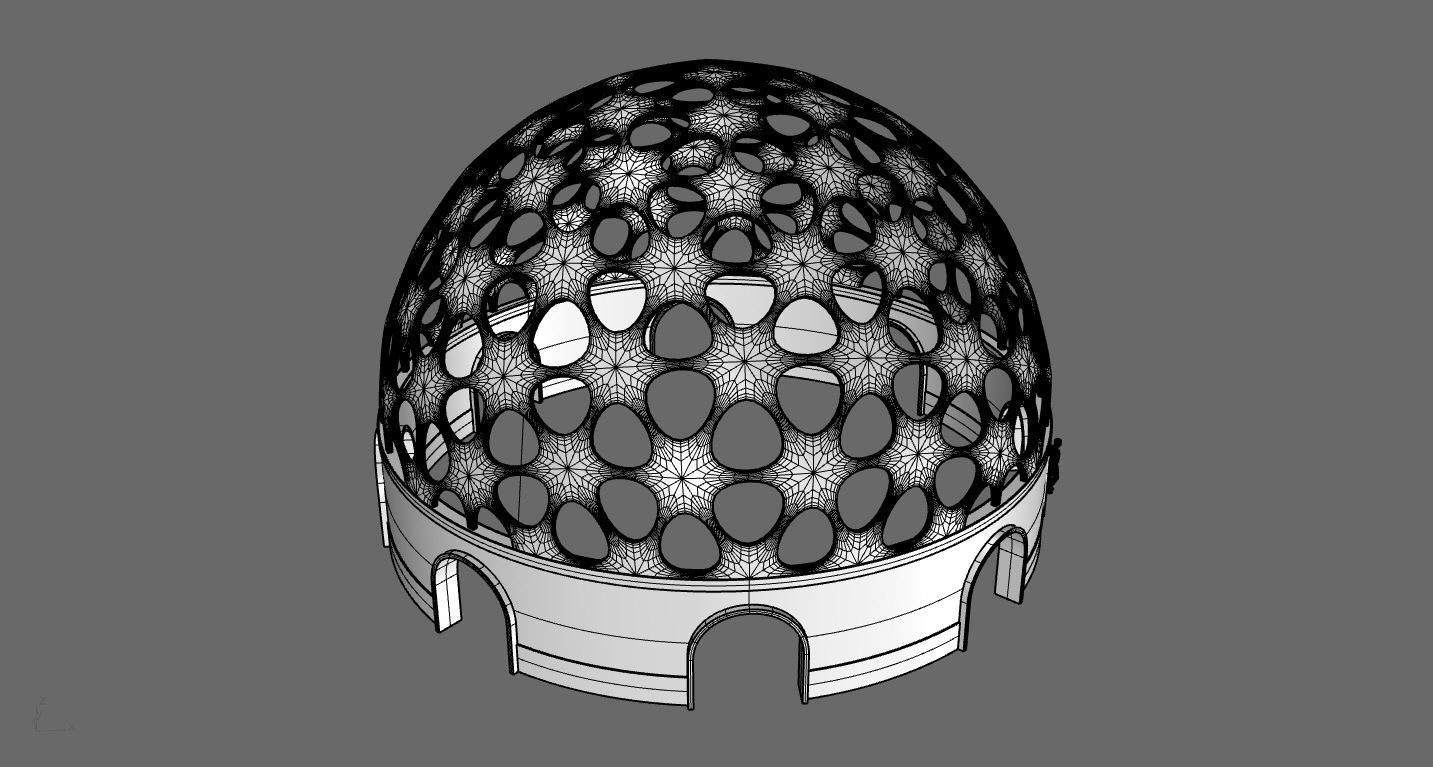 Geodesic Dome Pavilion Architectural structure with Entry 3D model_81