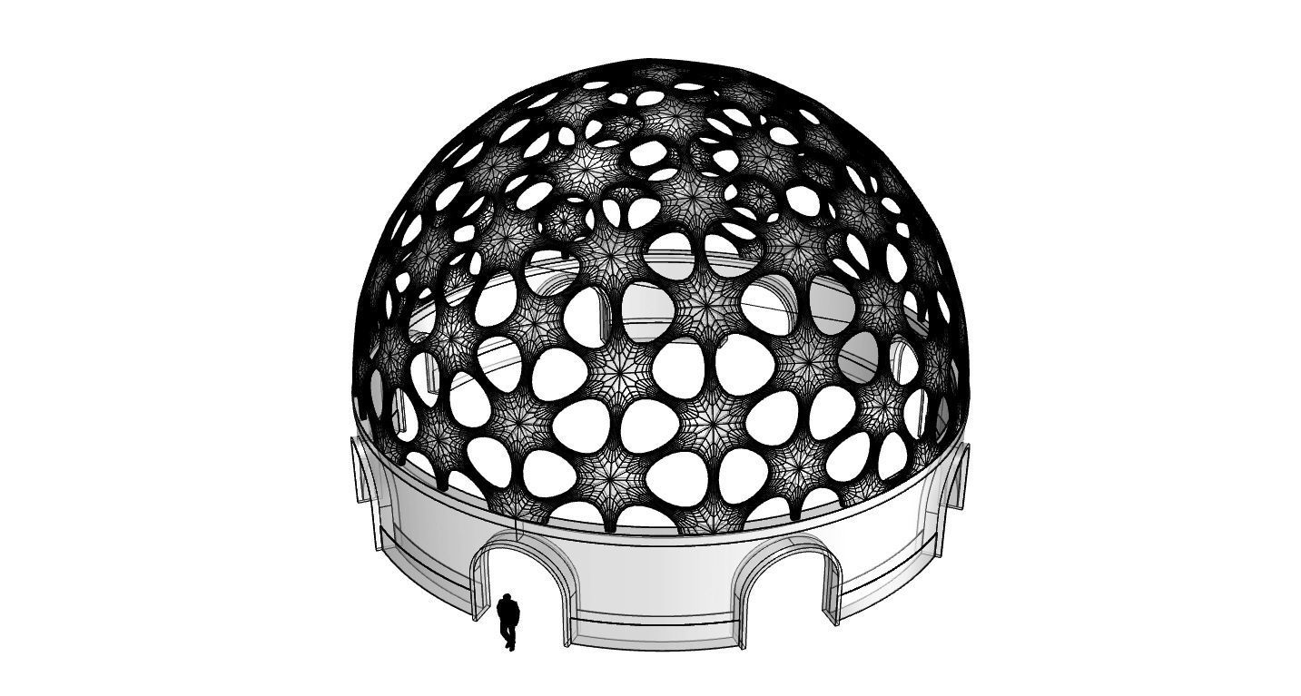 Geodesic Dome Pavilion Architectural structure with Entry 3D model_91