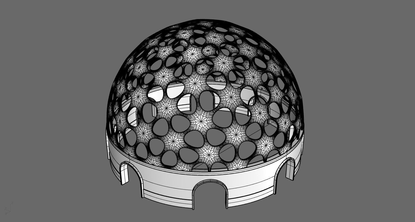 Geodesic Dome Pavilion Architectural structure with Entry 3D model_70