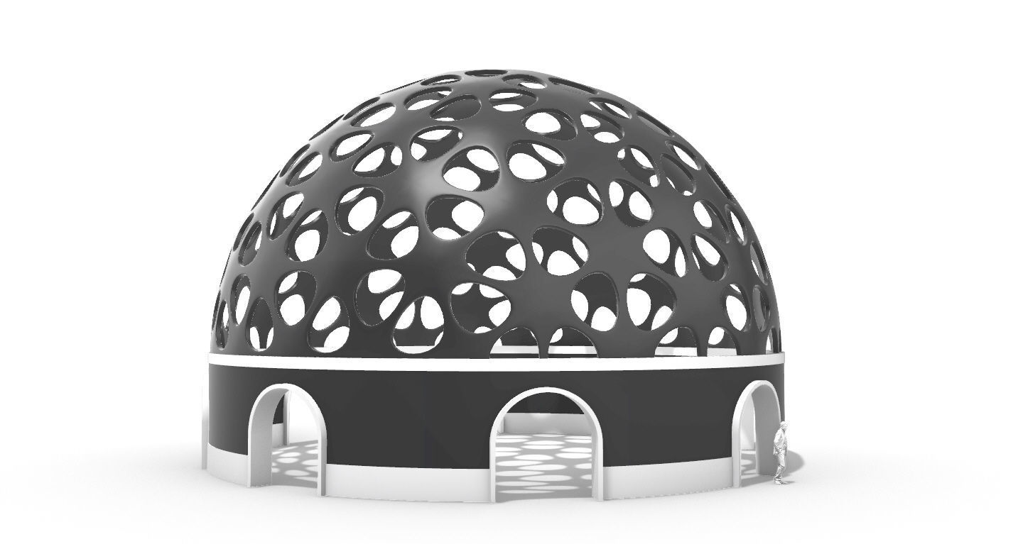 Geodesic Dome Pavilion Architectural structure with Entry 3D model_26