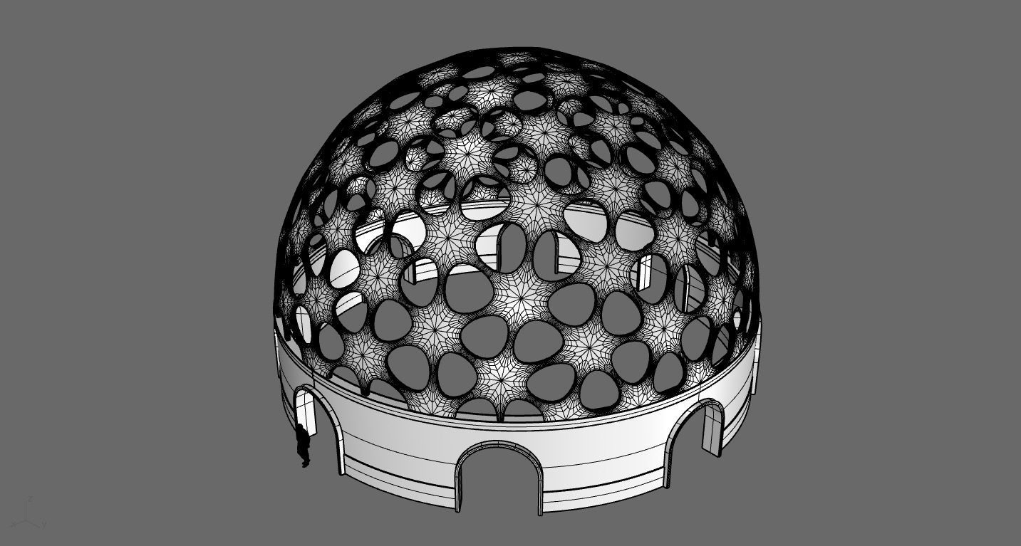 Geodesic Dome Pavilion Architectural structure with Entry 3D model_63