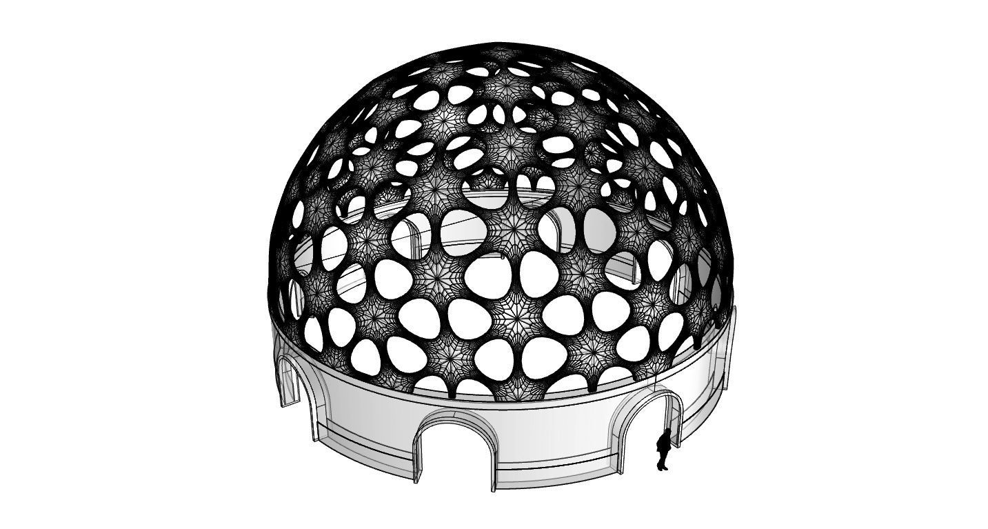Geodesic Dome Pavilion Architectural structure with Entry 3D model_116