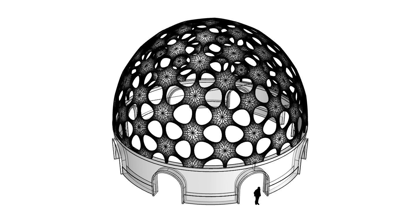 Geodesic Dome Pavilion Architectural structure with Entry 3D model_117