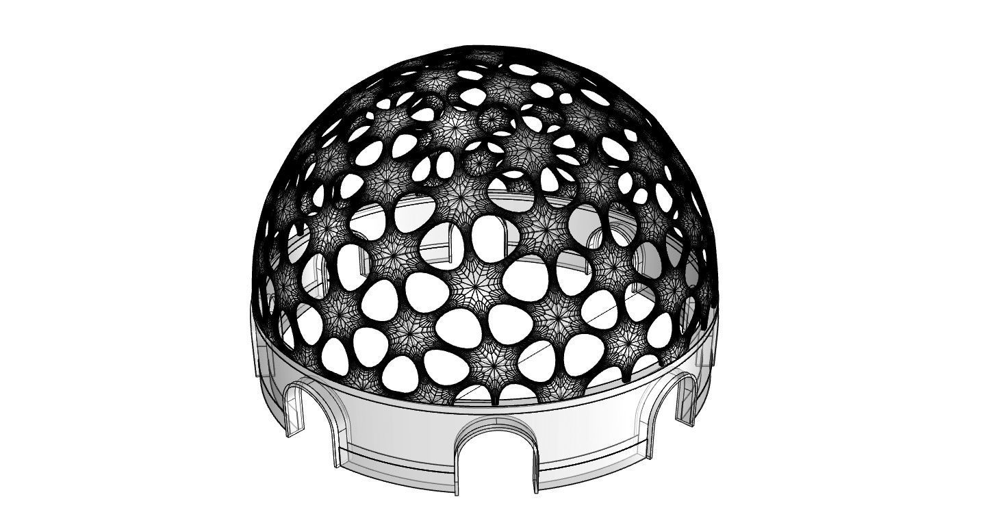 Geodesic Dome Pavilion Architectural structure with Entry 3D model_100