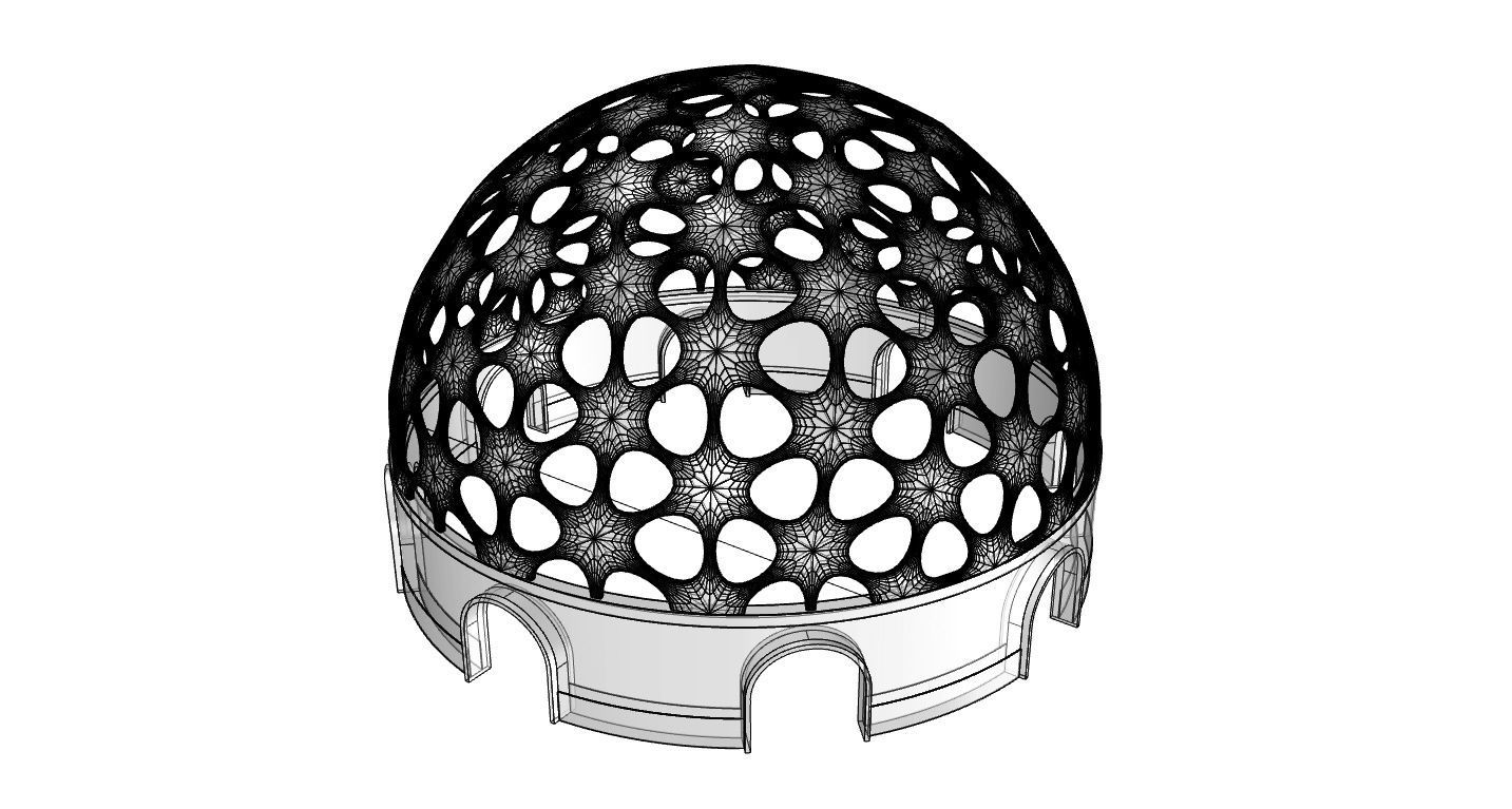Geodesic Dome Pavilion Architectural structure with Entry 3D model_108