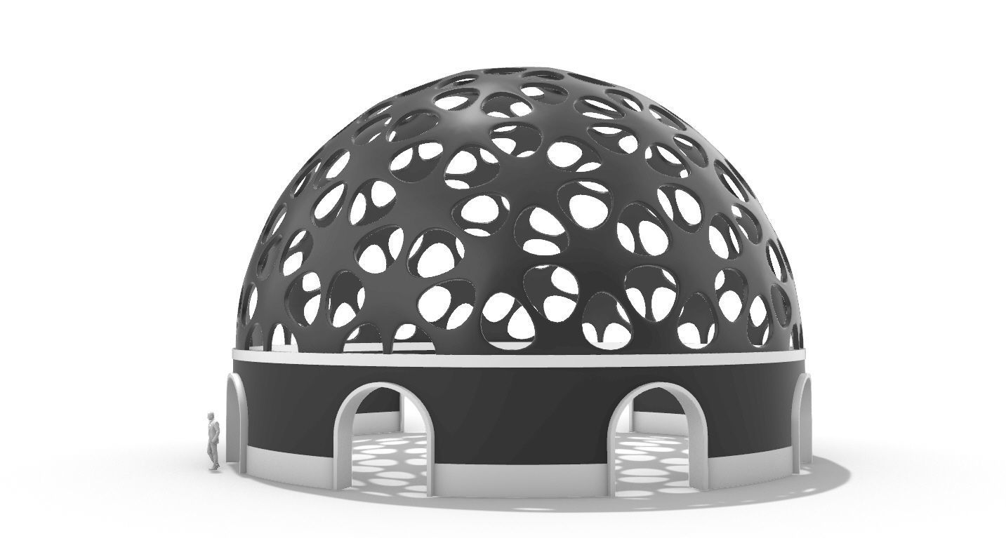 Geodesic Dome Pavilion Architectural structure with Entry 3D model_3