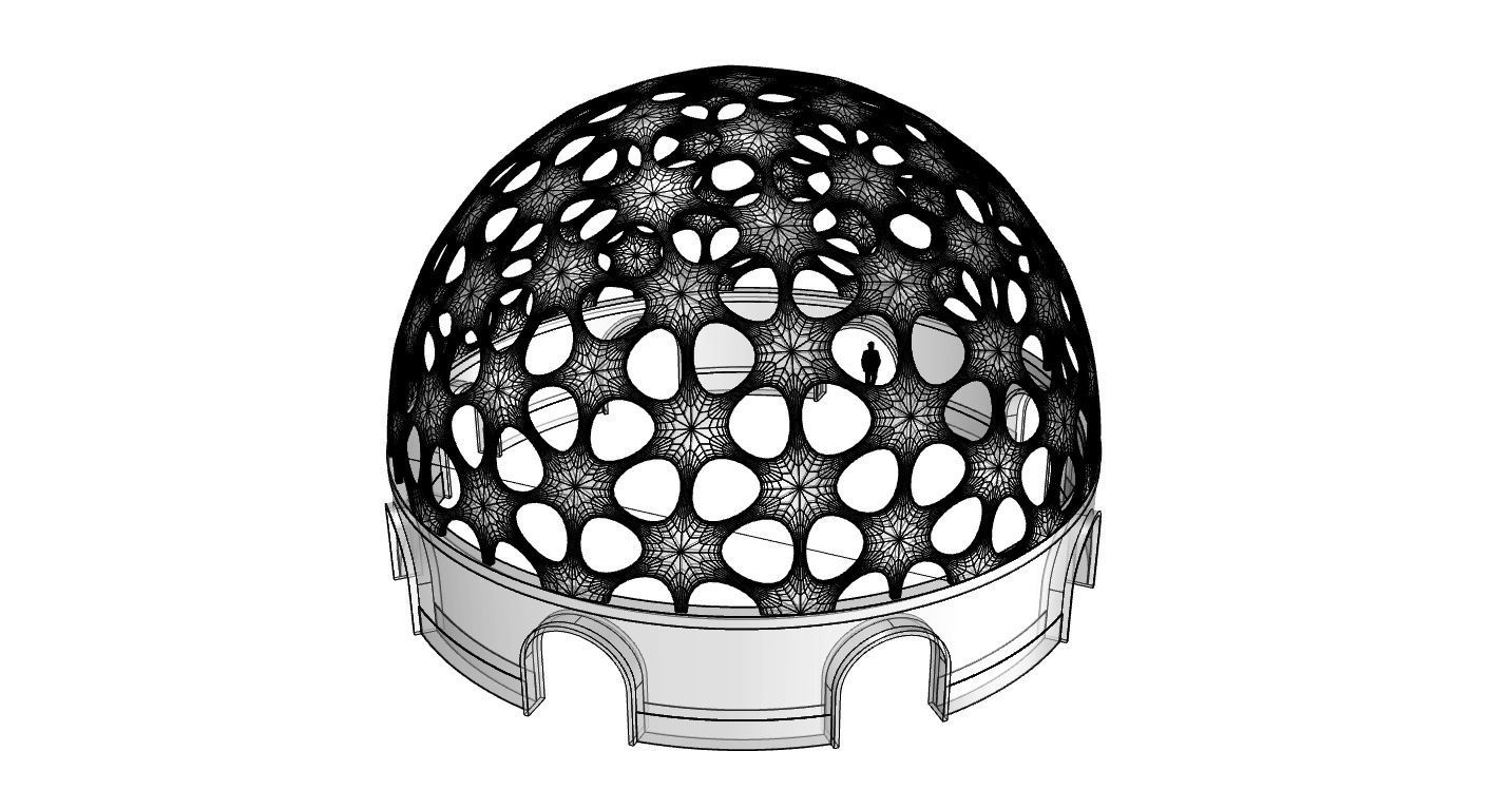 Geodesic Dome Pavilion Architectural structure with Entry 3D model_107
