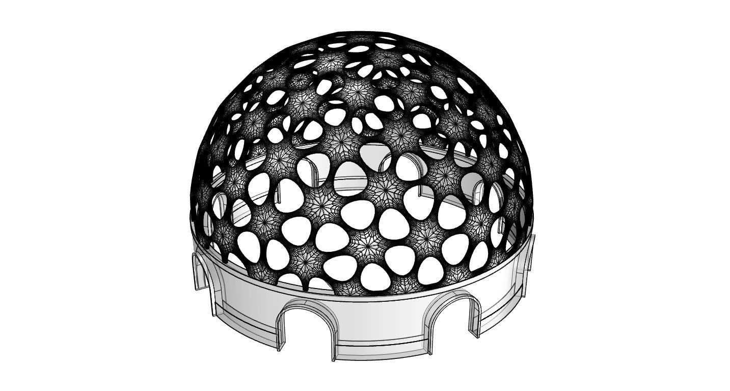 Geodesic Dome Pavilion Architectural structure with Entry 3D model_111