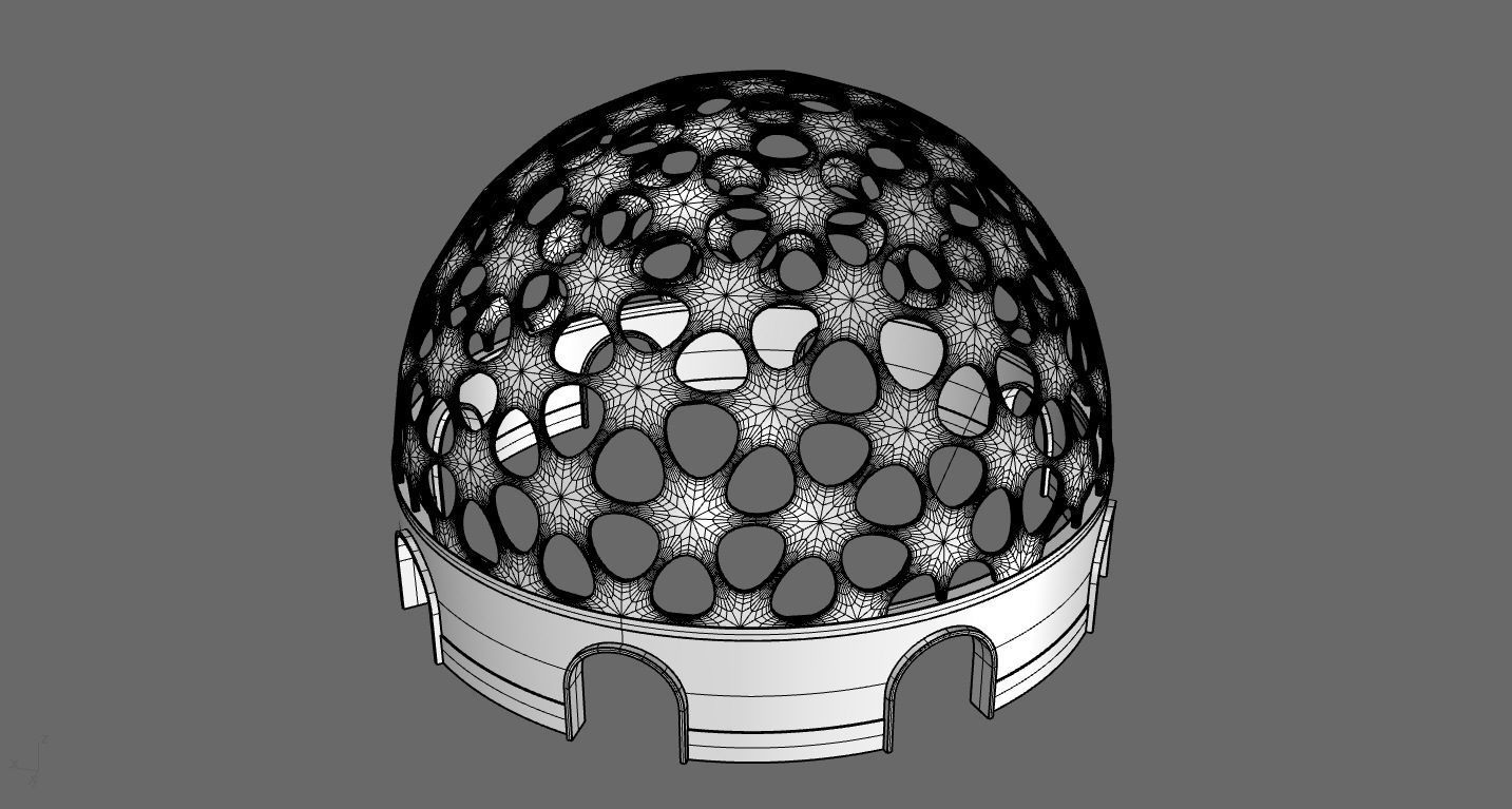 Geodesic Dome Pavilion Architectural structure with Entry 3D model_67