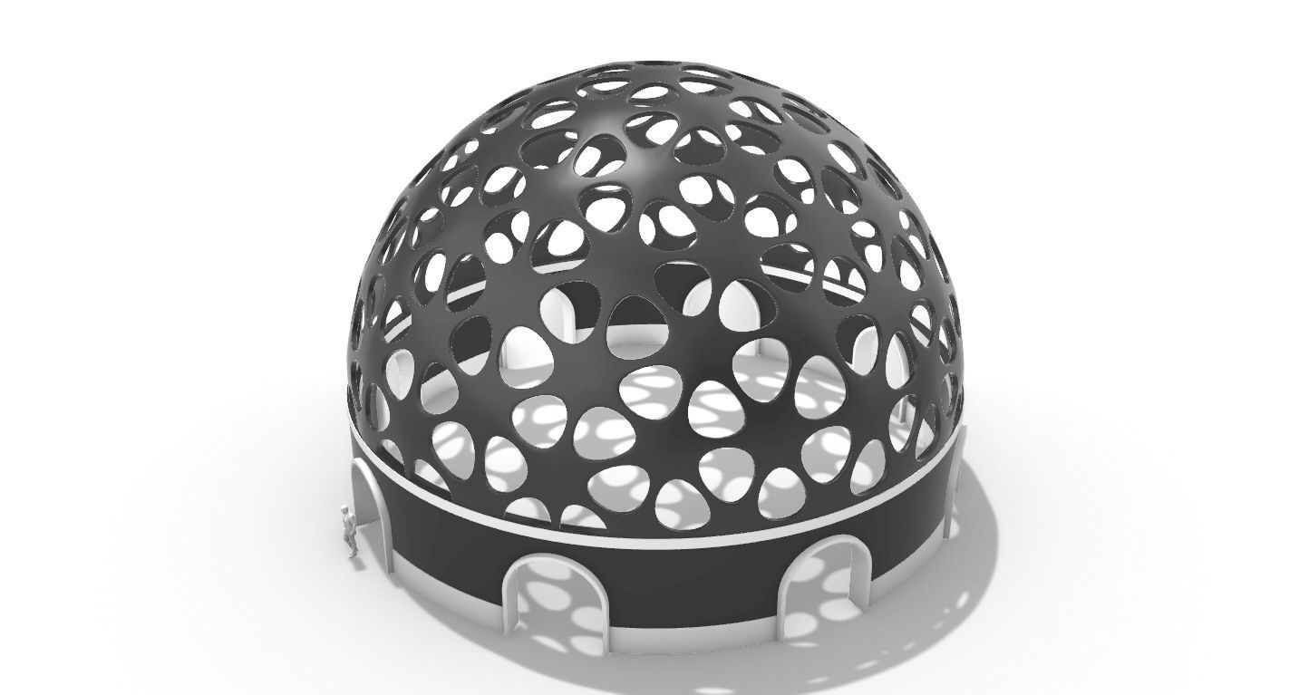Geodesic Dome Pavilion Architectural structure with Entry 3D model_32
