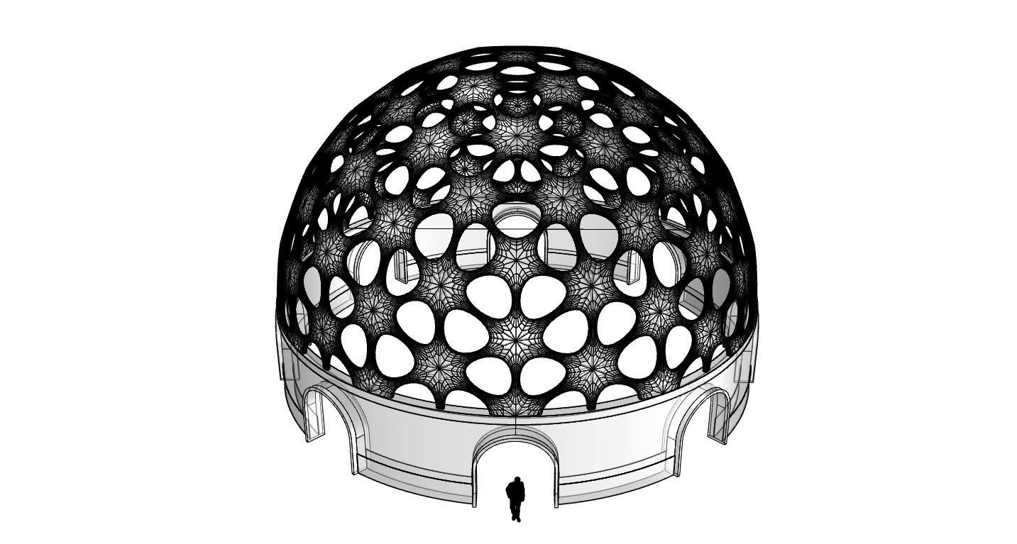 Geodesic Dome Pavilion Architectural structure with Entry 3D model_118