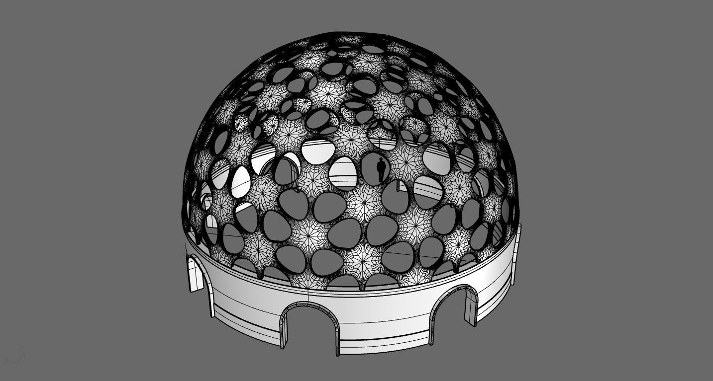 Geodesic Dome Pavilion Architectural structure with Entry 3D model_75