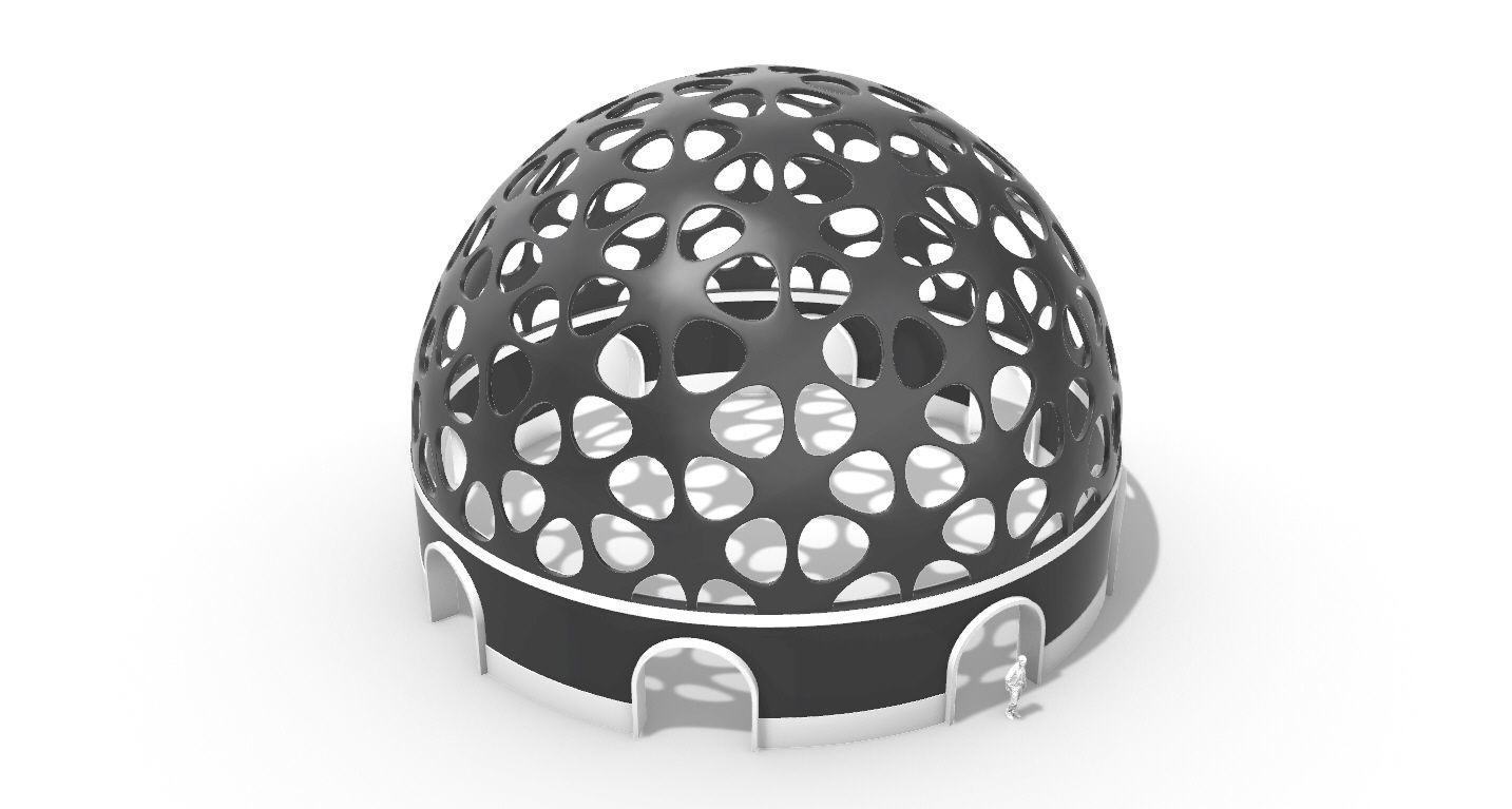 Geodesic Dome Pavilion Architectural structure with Entry 3D model_57