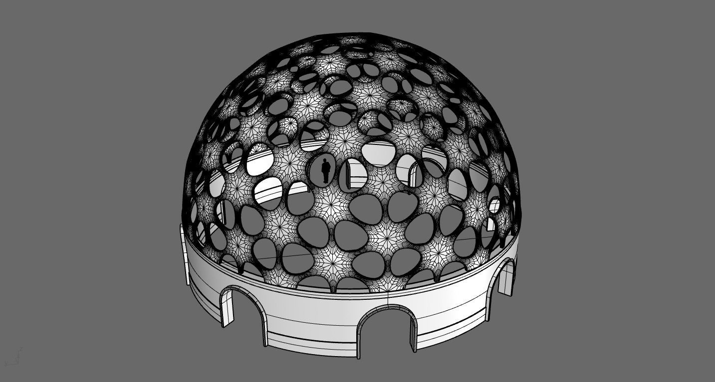 Geodesic Dome Pavilion Architectural structure with Entry 3D model_73