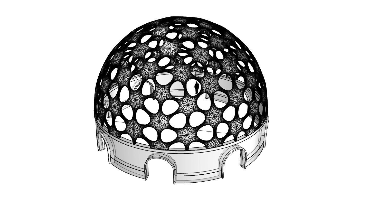 Geodesic Dome Pavilion Architectural structure with Entry 3D model_105