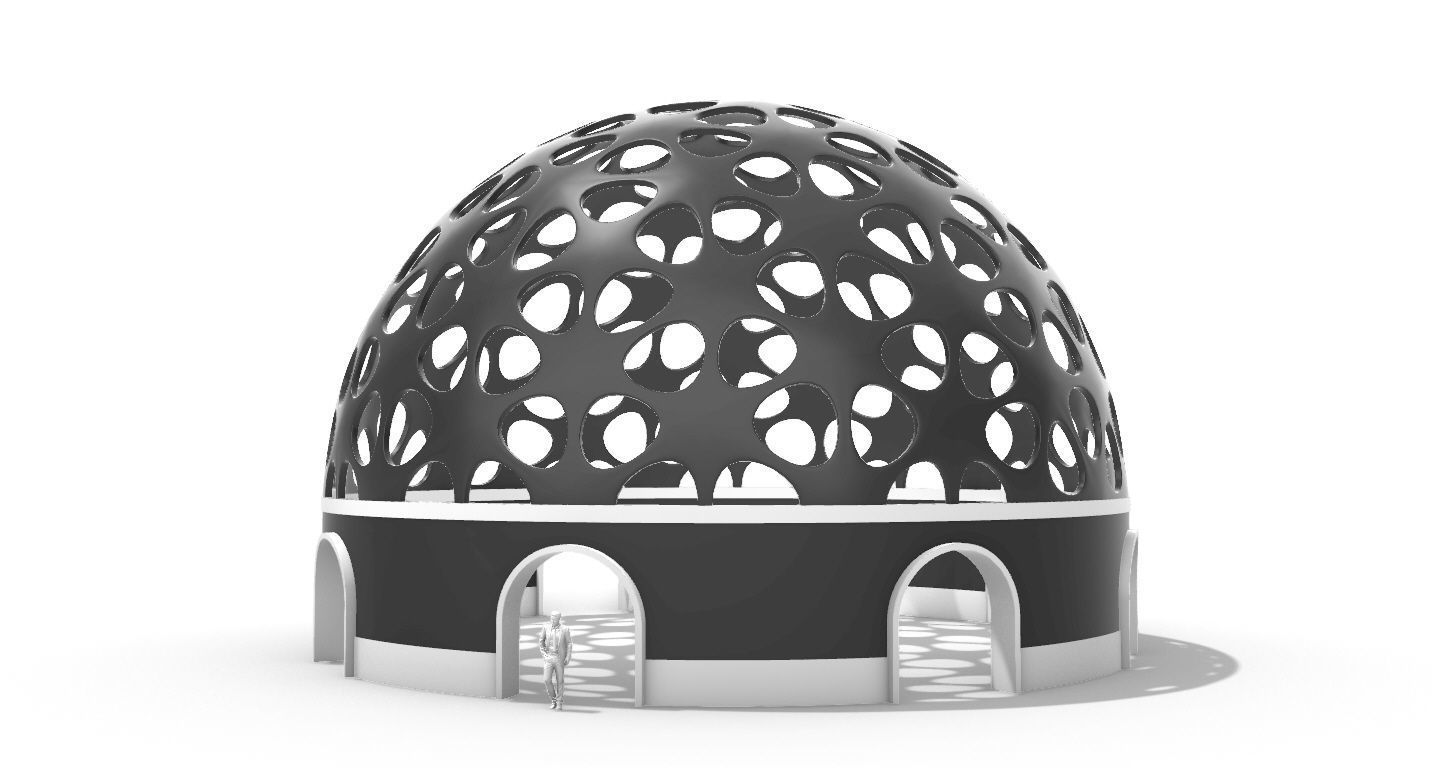 Geodesic Dome Pavilion Architectural structure with Entry 3D model_2