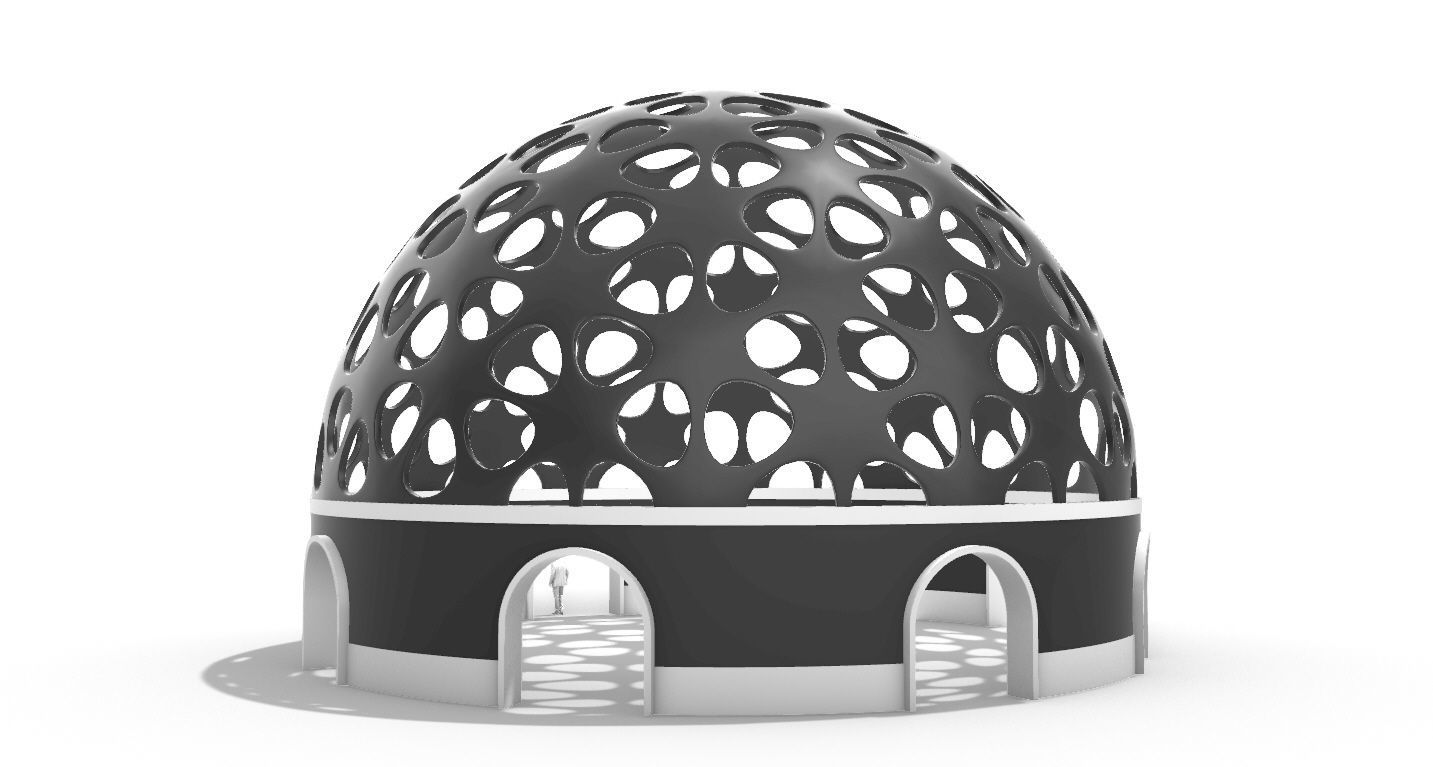 Geodesic Dome Pavilion Architectural structure with Entry 3D model_12