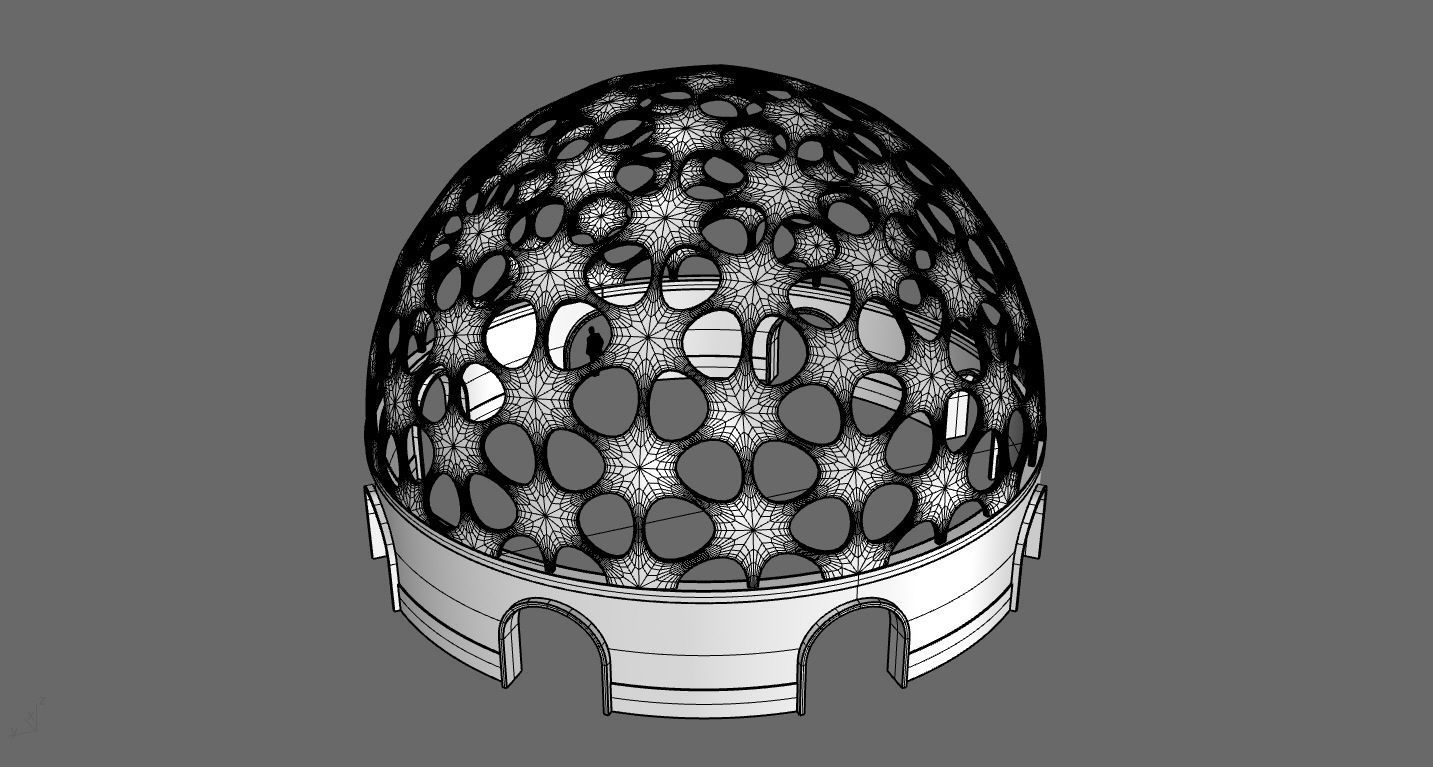 Geodesic Dome Pavilion Architectural structure with Entry 3D model_72