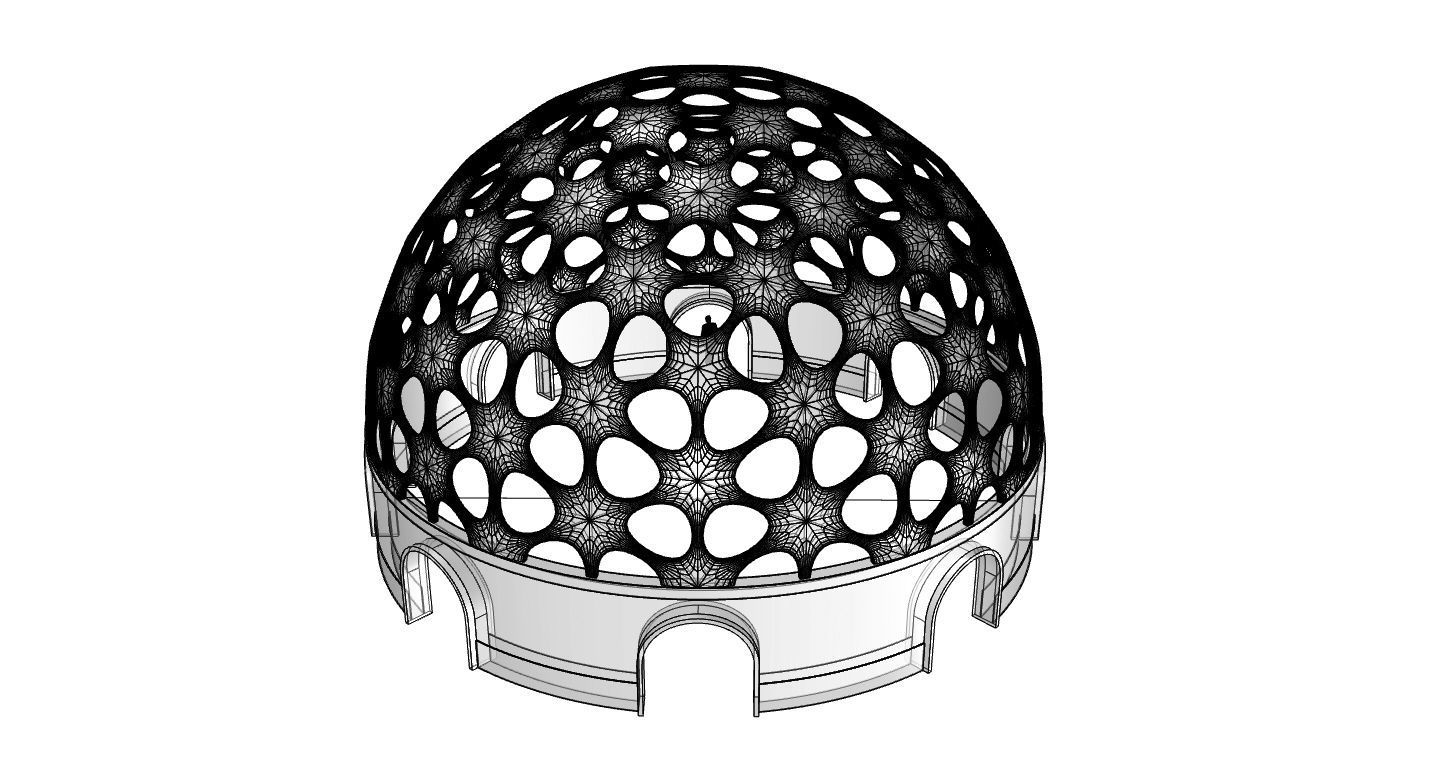 Geodesic Dome Pavilion Architectural structure with Entry 3D model_104