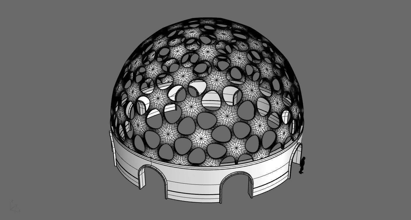 Geodesic Dome Pavilion Architectural structure with Entry 3D model_83