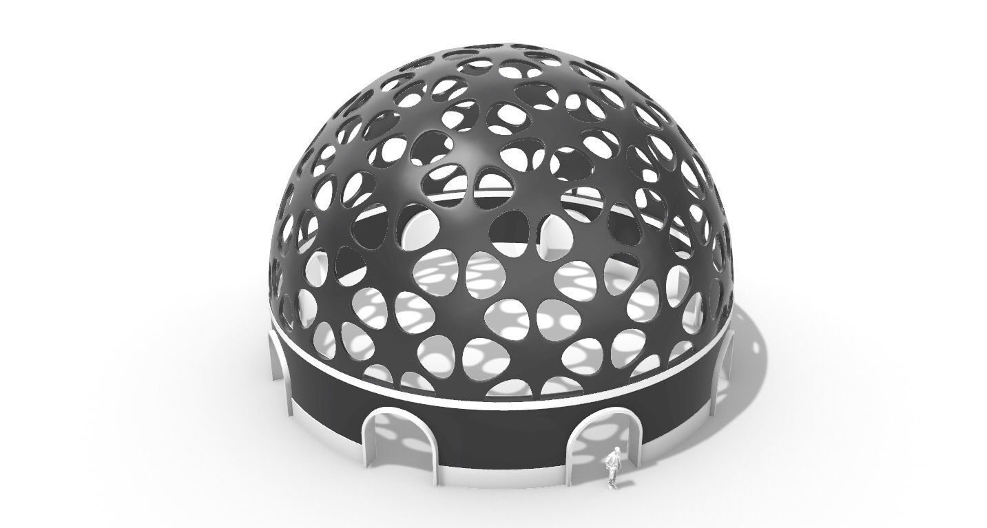 Geodesic Dome Pavilion Architectural structure with Entry 3D model_58