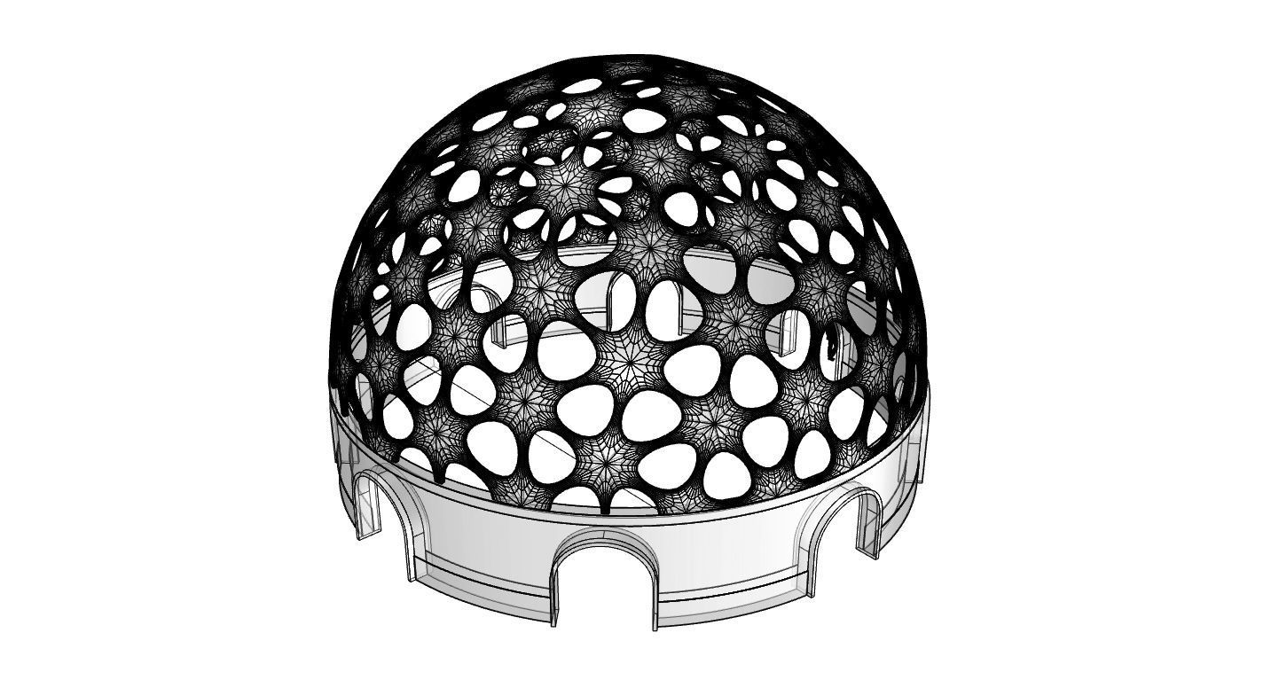 Geodesic Dome Pavilion Architectural structure with Entry 3D model_109