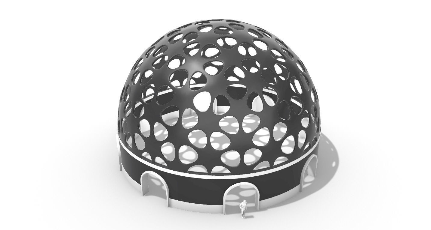 Geodesic Dome Pavilion Architectural structure with Entry 3D model_59