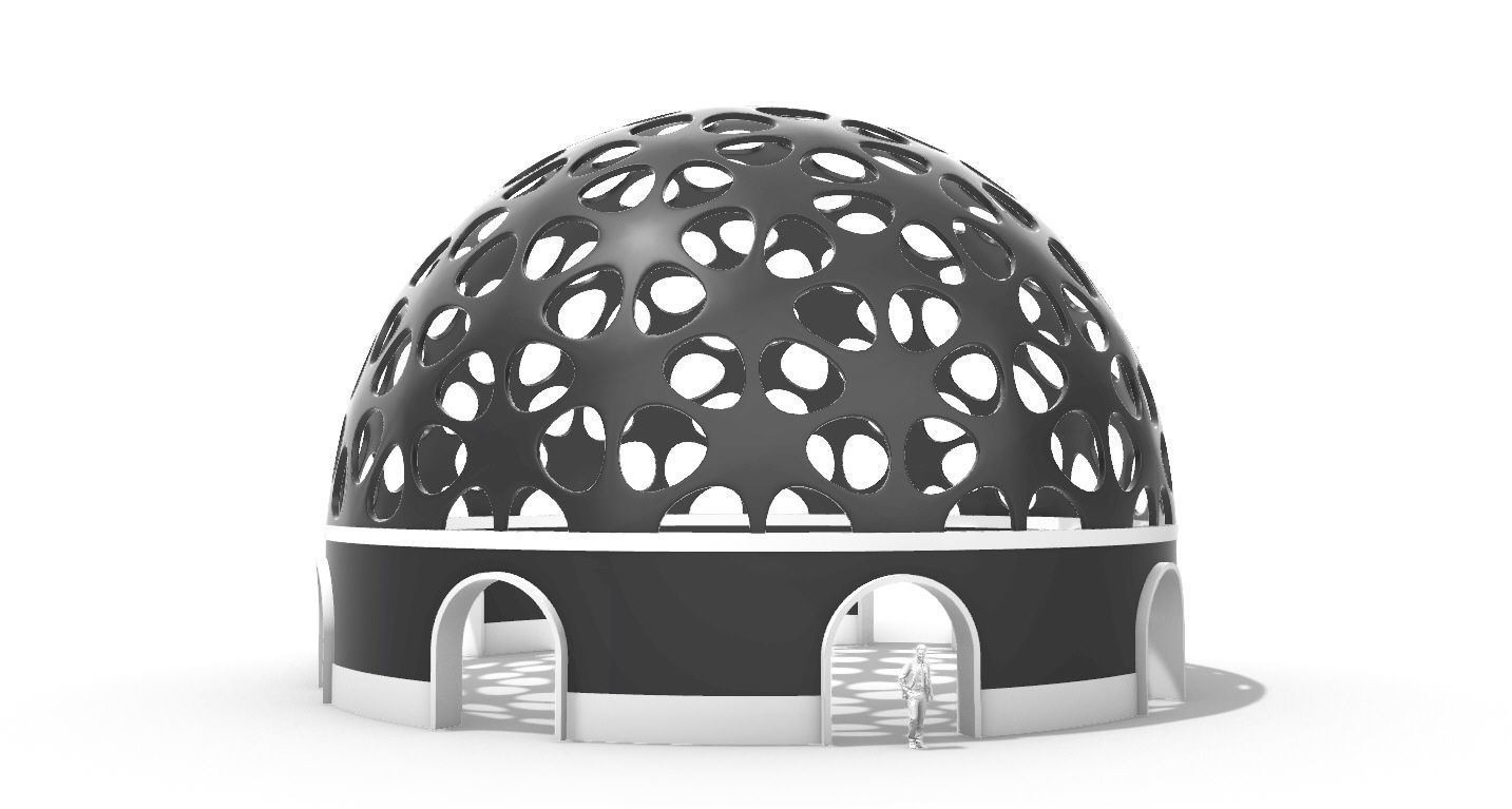 Geodesic Dome Pavilion Architectural structure with Entry 3D model_29