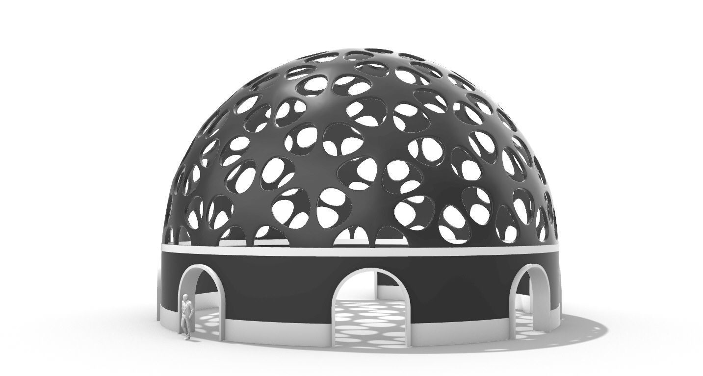 Geodesic Dome Pavilion Architectural structure with Entry 3D model_8