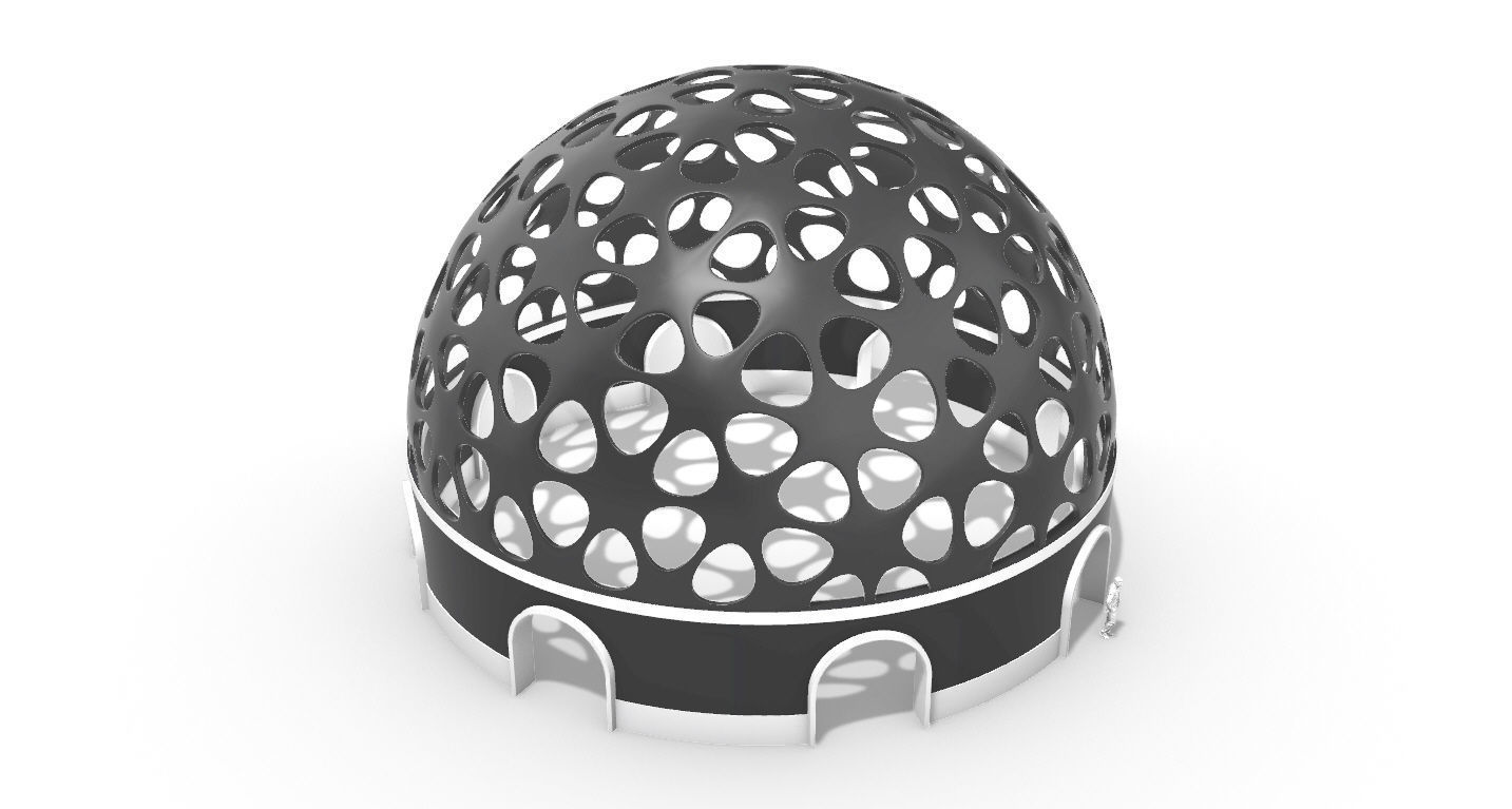 Geodesic Dome Pavilion Architectural structure with Entry 3D model_55