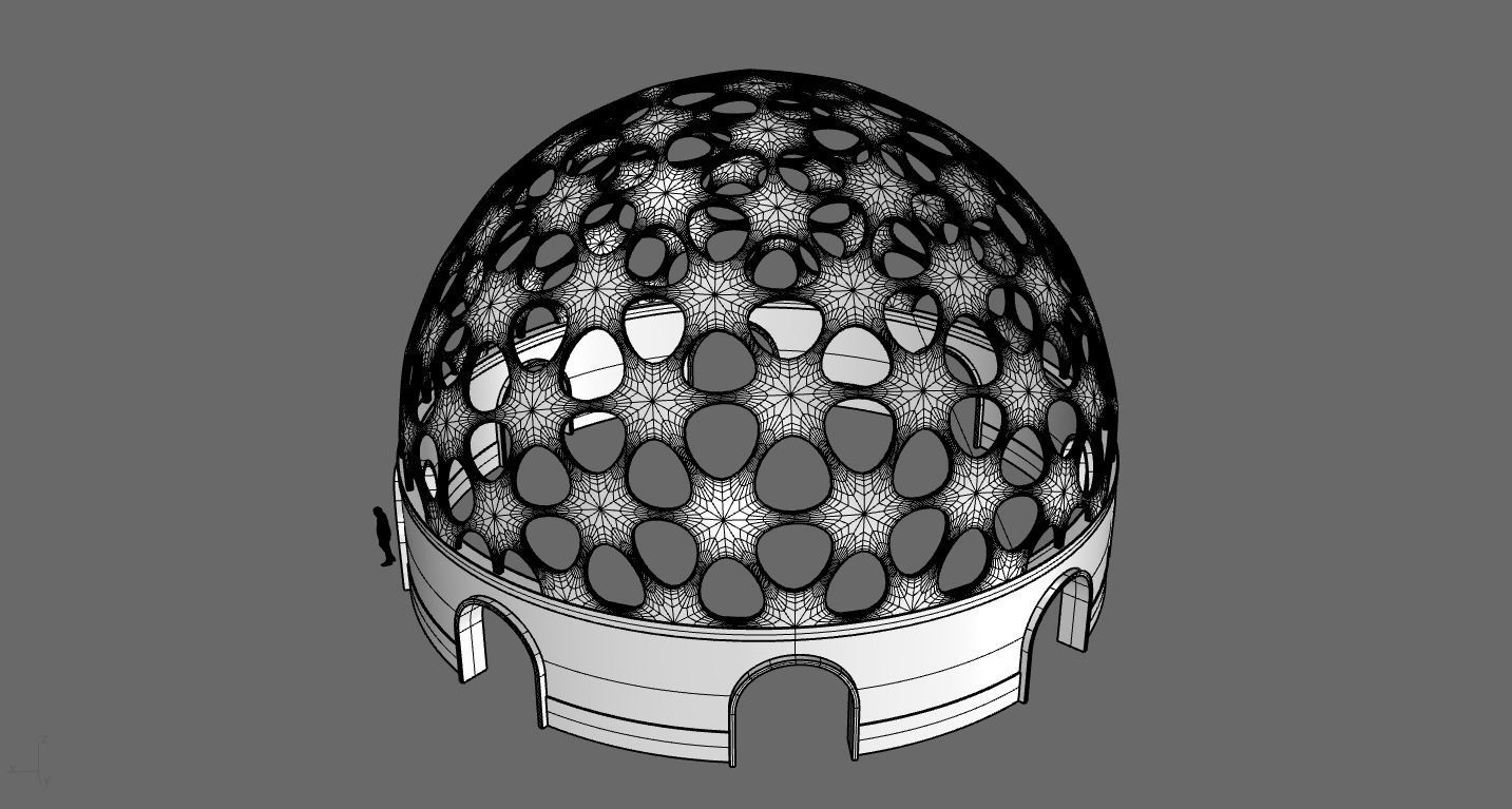 Geodesic Dome Pavilion Architectural structure with Entry 3D model_66