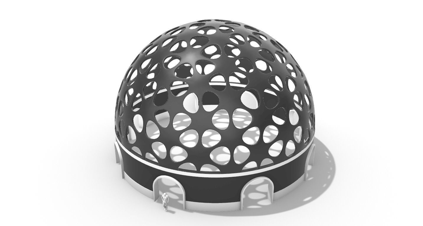 Geodesic Dome Pavilion Architectural structure with Entry 3D model_35